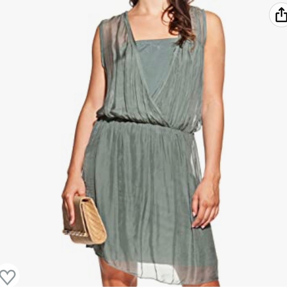 Laura Moretti Made in Italy 100% Silk Olive Green Sleeveless Dress Women… - Picture 3 of 16